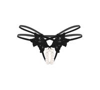 CHICTRY Womens Sexy Pearl Bikini Massage G-Strings Thong Panties T-Back Knicker Lingerie Underwear 2#Black M