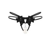 CHICTRY Womens Sexy Pearl Bikini Massage G-Strings Thong Panties T-back Knicker Lingerie Underwear 2#Black XL