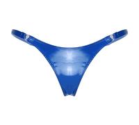 CHICTRY Women's Shiny Metallic Low Rise G-String Thong Briefs Micro Mini Panties Lingerie Underwear Royal Blue S