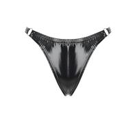 CHICTRY Women's Shiny Metallic Low Rise G-String Thong Rave Bottoms Sexy Micro Panties Briefs T-Back Black 3XL