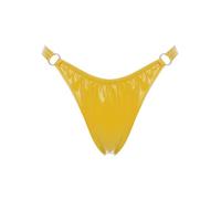 CHICTRY Women's Shiny Metallic Low Rise G-String Thong Rave Bottoms Sexy Micro Panties Briefs T-Back Yellow A L