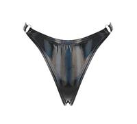 CHICTRY Women's Shiny Metallic Low Rise G-String Thong Rave Bottoms Sexy Micro Panties Briefs T-Back Rainbow Black XL
