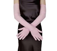CHICTRY Womens Ultra-thin Sheer Seamless Nylon Mesh Opera Length Glove Mittens Long Golves Stockings Pink One Size