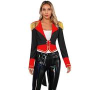 CHICTRY Women's Velvet Victorian Steampunk Tailcoat Ringmaster Circus Show Blazer Jacket Party Coat 3# Black B S