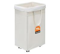 CHICVITA Collapsible Laundry Hamper on Wheels, 75L Clothes Laundry Basket with Removable Wash Bag for Dorms, Clothes Hamper with Handles, White