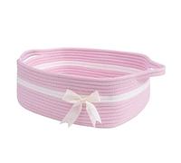 CHICVITA Pink Baby Girl Gift Basket, Small Woven Rope Basket, Rectangle Shelf Basket for Bathroom, Cute Nursery Storage Basket for Toys, Diapers, Towels, Snacks, 13 x 9.8 x 4.9 inches