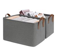 CHICVITA Storage Baskets for Shelves, 19" x 13" x 11" Fabric Storage Bins with Metal Frame Handles, Extra Large Closet Storage Baskets for Organizing, Gray, 2-Pack