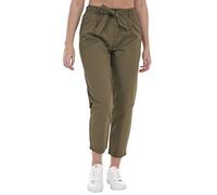 ChicWhisper Ladies Elasticated Tie Belt Cropped Chino Trousers Khaki