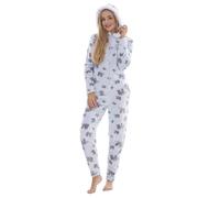 ChicWhisper Ladies Fleece Hooded Plus Size Curve All In One Jump Suit Zip Front Onesie Blue