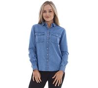 ChicWhisper Ladies Pure Organic Cotton Long Sleeve Button Through Denim Shirt Blue