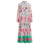 CHICWISH Women Button Down Shirt Dresses Exotic Printed Collared Long Sleeve Summer Casual Beach Long Dress, Pink, S