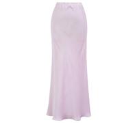 CHICWISH Women Satin Midi Skirt High Waist A Line Flared Solid Skirts Summer Elegant Party Flowy Long Skirts, Pink, XL