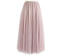 Chicwish Women's Cream/Grey/Pink/Black Layered Mesh Ballet Prom Party Tulle Tutu A-Line Maxi Skirt - Pink -