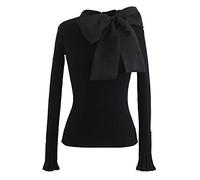 Chicwish Women's Fancy with Bowknot Knit Top in Black.