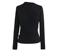 CHICWISH Women's Mock Neck Ruched Long Sleeves Knit Top, Mock Neck-black, XS