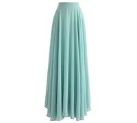 Chicwish Women's Timeless Favorite Mint Chiffon Maxi Prom Party Skirt