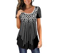 CHICZONE Plus Size Women's Tops Comfy Ladies Henley Shirts Round Neck Button up Tunic Pleated Blouse BlueHibiscus