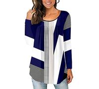 CHICZONE Womens Buttons Up Beautiful Tops Long Sleeve Henley Shirts Ruffle Casual Floral Printed Tunic Geometry