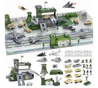 Chidiam Military Base Set Army Toys Playset with Army Men Action Figures, Helicopter, Military Vehicle, Army Tank Airplane Vehicles Accessories and Play Map for 3 4 5 6 7 8 Year Old Boys Girls Kids
