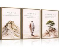 CHIDTB 3Pcs Large Christian Church Framed Canvas Wall Art,Jesus Easter Bible Verse Art Prints,Scripture Inspired Poster,Religious Scripture Wall Decor for Living Room Bedroom Offce(40x60cm)