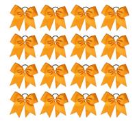chiduerm 16Pcs Cheerleading Bows 8 Inch Large Cheer Hair Bows Grosgrain Ribbon Elastic Bands Handmade Ponytail Holder for Cheerleading Girls School College Sports (gold)