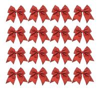 chiduerm 16Pcs Cheerleading Bows 8 Inch Large Cheer Hair Bows Grosgrain Ribbon Elastic Bands Handmade Ponytail Holder for Cheerleading Girls School College Sports (Glitter Red)