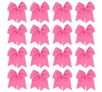 chiduerm 16Pcs Cheerleading Bows 8 Inch Large Cheer Hair Bows Grosgrain Ribbon Elastic Bands Handmade Ponytail Holder for Cheerleading Girls School College Sports (pink)