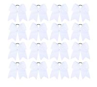chiduerm 16Pcs Cheerleading Bows 8 Inch Large Cheer Hair Bows Grosgrain Ribbon Elastic Bands Handmade Ponytail Holder for Cheerleading Girls School College Sports (white)
