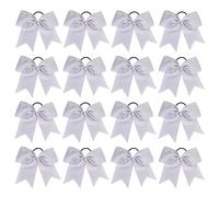 chiduerm 16Pcs Cheerleading Bows 8 Inch Large Cheer Hair Bows Grosgrain Ribbon Elastic Bands Handmade Ponytail Holder for Cheerleading Girls School College Sports (grey)