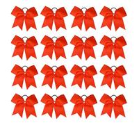 chiduerm 16Pcs Cheerleading Bows 8 Inch Large Cheer Hair Bows Grosgrain Ribbon Elastic Bands Handmade Ponytail Holder for Cheerleading Girls School College Sports (orange)