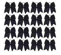 chiduerm 16Pcs Cheerleading Bows 8 Inch Large Cheer Hair Bows Grosgrain Ribbon Elastic Bands Handmade Ponytail Holder for Cheerleading Girls School College Sports (black)