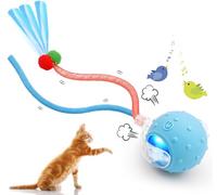 ChiDuoDuo Interactive Cat Toy Ball for Indoor Features Fast Rolling, Bird Chirping Sounds,Intelligent Activation.It’s Rechargeable and Includes Two Replaceable Tail Types