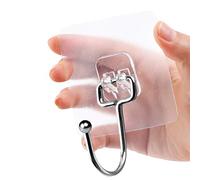 Chie no fukuro Self-Adhesive Hooks, Transparent, Pack of 8, 44 lb/20 kg (Max), Self-Adhesive Towel Hooks, Transparent Adhesive Hooks, Waterproof, Removable, Kitchen Hooks for Kitchen, Bathroom, Wall &