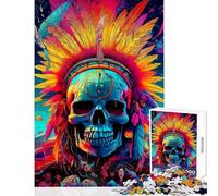Chief Skull Jigsaw Puzzle 1000 Piece for Teenagers Serene Peaceful Play Activity Peaceful Calm Stress Relief (38X26cm)