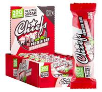 CHIEFS Protein Bars 55g - High Protein, Low Sugar - Healthy snacks with 20g protein per bar - Fruity Strawberry taste - 12 bars