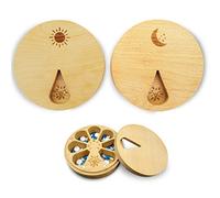 CHIEMOT AM & PM 2 Pack Weekly Wood Pill Organizer Container for Supplement | Non-Plastic & ECO Friendly, Beech Wood, Large Capacity, For Medicine & Vitamin, Arthritis Friendly, Pill Case & Box
