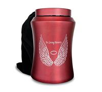 CHIEMOT Up to 220 lbs Large Urns for Ashes Adult Male-Female, Angel Wings in Loving Memory Decorative Cremation Urn for Human Ashes with Velvet Bag(Red)