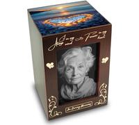 CHIEMOT - Wooden Cremation Urns with Photo Frame for Human Ashes Adult Female Male, Wood Urns Box and Casket, Decorative Urn with Picture for Adults Up to 200 lbs (Large, Harbor of Love)