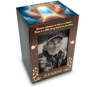 CHIEMOT - Wooden Cremation Urns with Photo Frame for Human Ashes Adult Female Male, Wood Urns Box and Casket, Decorative Urn with picture for Adults Up to 200 lbs (Large, Stairway to Heaven)