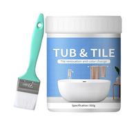Chienc Tile White Paint - Tub and Tile Refinishing Paint Kit with Tools, Water-Based Low-Odor Bathtub Paint for Bathroom Tiles, Tubs, Kitchen Countertops & Floor Remodeling (500g)