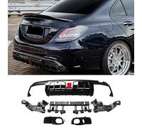 CHIESMA Rear Diffuser Fit for 2015-2021 Benz W205 C-Class C63 C63S C43 AMG Sedan B Style Gloss Black ABS Painted Rear Bumper Diffuser Set