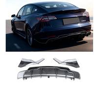 CHIESMA Rear Diffuser Fit for Tesla Model 3 2017-2023 Rear with Bumper Molding Protector Lip Bumper Diffuser Lip 3PC ABS Carbon Fiber Painted Performance Style