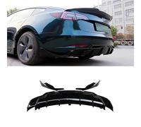 CHIESMA Rear Diffuser Fit for Tesla Model 3 2017-2023 Rear with Bumper Molding Protector Lip Bumper Diffuser Lip 3PC ABS Glossy Black Performance Style