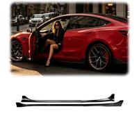 CHIESMA Side Skirts Extension Lip for Tesla Model 3 2017 2018 2019 2020 2021 2022 2023 2024 2025 Rocker Panel ABS Painted Carbon Fiber Look 4PCS Side Splitter Bottom Line
