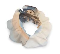 Chiffon 3D Seaside Lighthouse Scrunchies for Women Elastic Ponytail Holders Pain-Free Hair Accessories Fashion Hair Bands Soft Stylish Scrunchy Hair Ties Ropes for All Hair Types