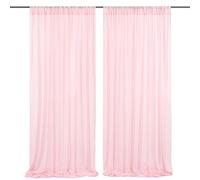 Chiffon Backdrop Curtain Pink Sheer Curtain Backdrop 5ft x 10ft 2 Pieces Wedding Party