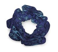 Chiffon Blue Black Goth Spooky Scrunchies for Women Elastic Ponytail Holders Pain-Free Hair Accessories Fashion Hair Bands Soft Stylish Scrunchy Hair Ties Ropes for All Hair Types