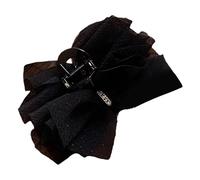 Chiffon Bow Clips, Black Or White Bow Hairdressing Nonslip Large Claw Strong Grip, Mesh Hair Styling Tools For Women Styling