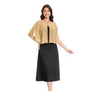 Chiffon Capelet Bridal Capes Soft Shawls and Wraps for Dresses Women Accessories, Gold, One size