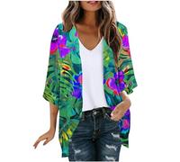 Chiffon Cardigans for Women UK Plus Size Long Sleeve Floral Print Open Front Thin Coat Loose Fit Lightweight Outerwear Comfort Ladies Cardigan Beach Going Out